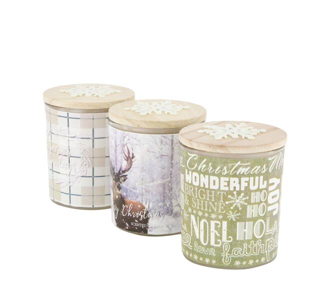 Candle vanilla scent wax with glass 7x7x8.5cm  - Multi