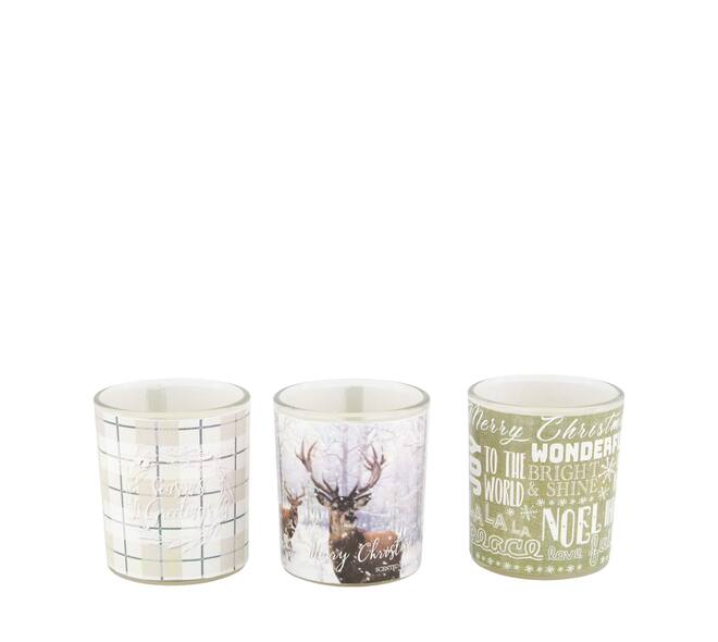 Candle vanilla scent wax with glass 7x7x8.5cm  - Multi