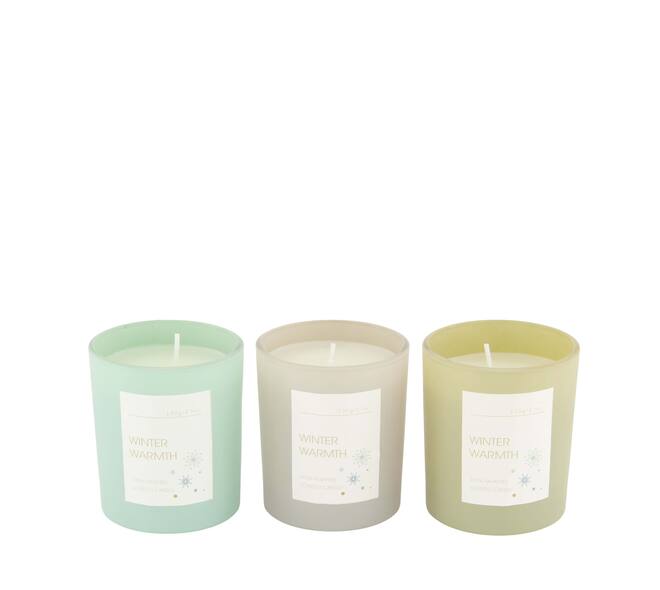 Candle vanilla scent wax with glass 7x7x8.5cm C/3