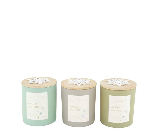 Candle vanilla scent wax with glass 9x9x10.5cm  - Multi