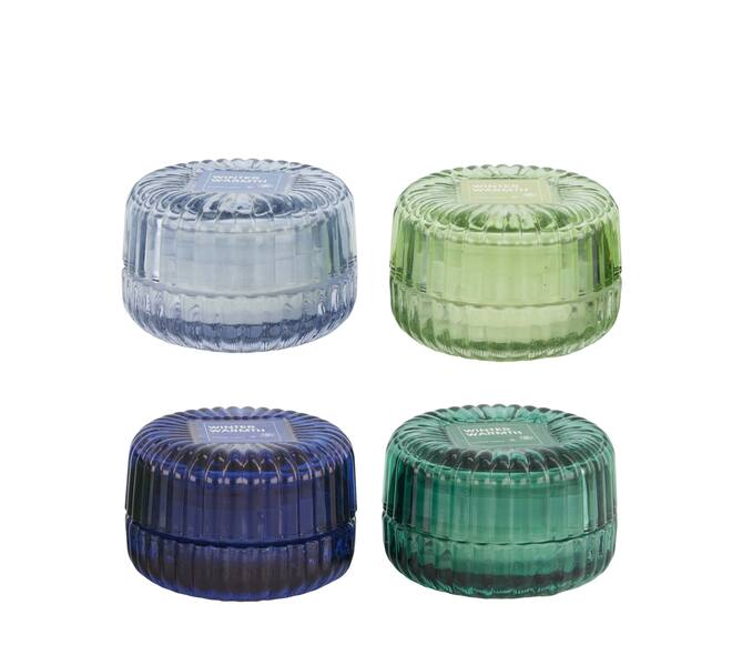 Candle sandalwood scent wax with glass 8.3x8.3x5.5cm - Multi