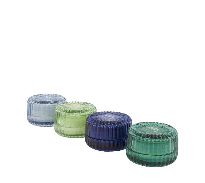Candle sandalwood scent wax with glass 8.3x8.3x5.5cm - Multi