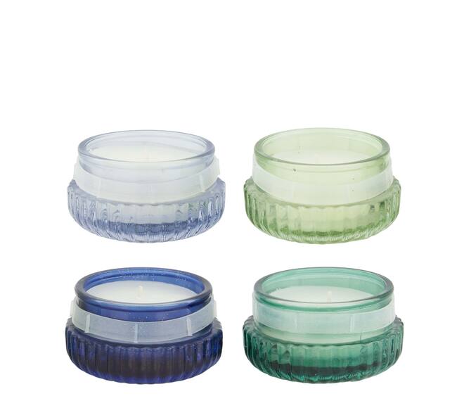 Candle sandalwood scent wax with glass 8.3x8.3x5.5cm - Multi