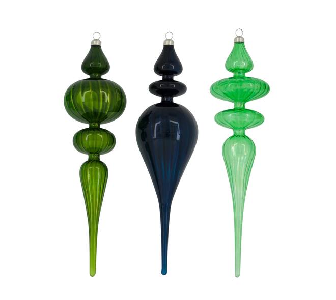 Hanger icicle glass 8x8x30cm C3 - Green
