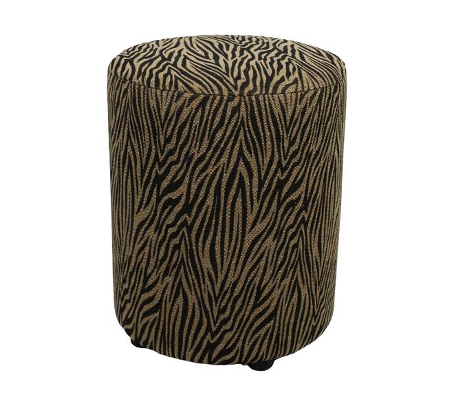 Pouf round poplar wood fabric with print 38x38x48cm - Multi