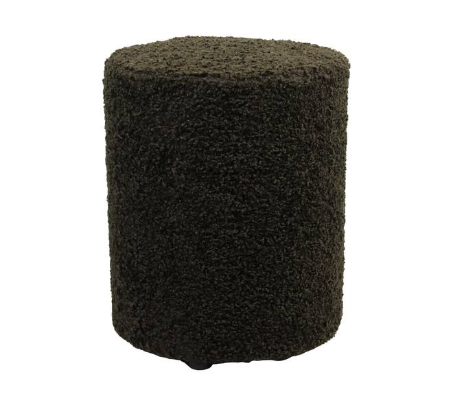 Pouf round poplar wood teddy fabric 38x38x48cm