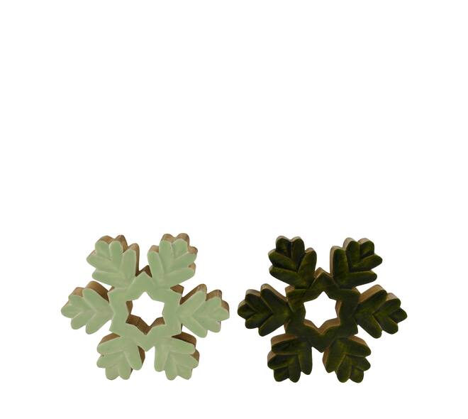 Statue snowflake mango wood 22x3.5x22cm  - Green