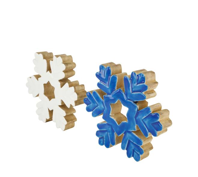 Statue snowflake mango wood 22x3.5x22cm C/2