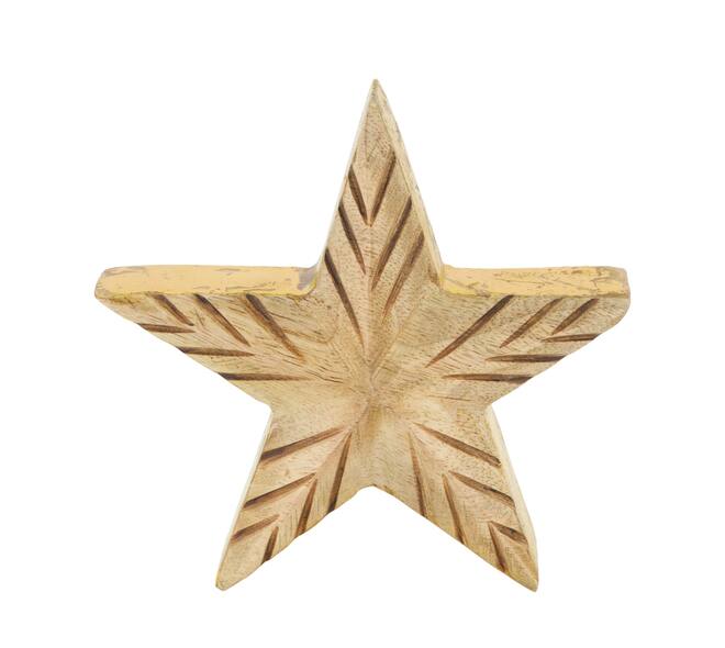 Statue star mango wood 14x3.3x14cm
