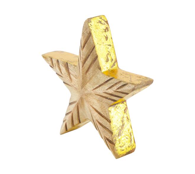 Statue star mango wood 14x3.3x14cm