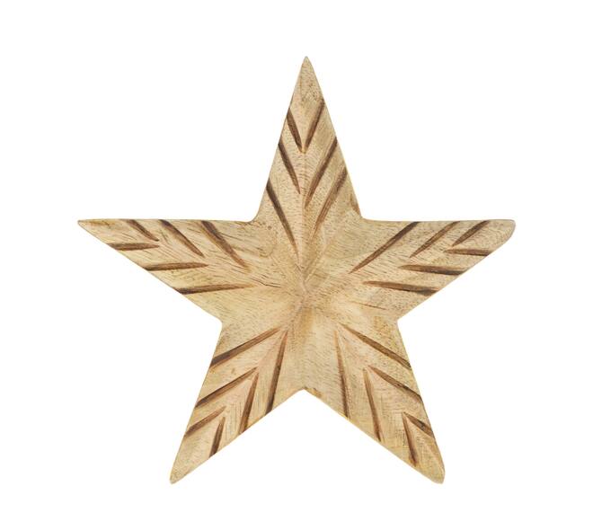 Statue star mango wood 14x3.3x14cm