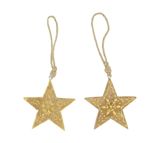 Hanger star mango wood 10x10x1.5cm A/2