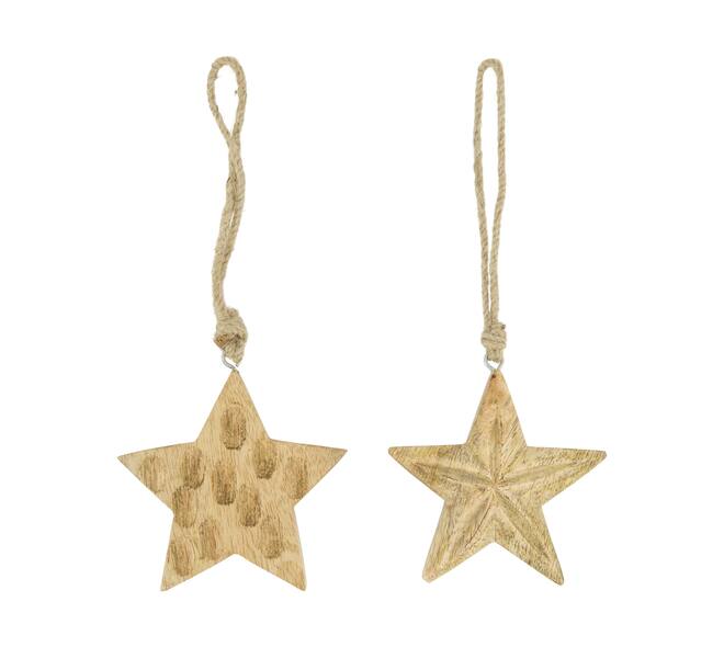 Hanger star mango wood 9x9x1.5cm A/2