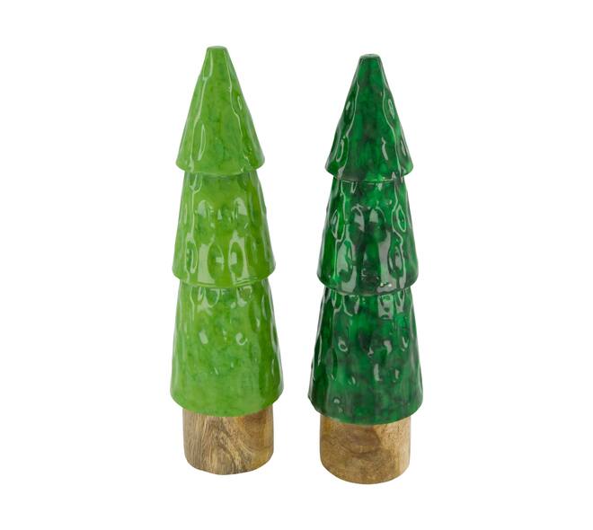 Statue tree mango wood 8.5x8.5x31cm  - Green