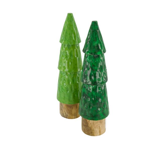 Statue tree mango wood 8.5x8.5x31cm  - Green