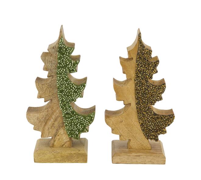 Statue tree with beads mango wood 9x5x18cm C/2