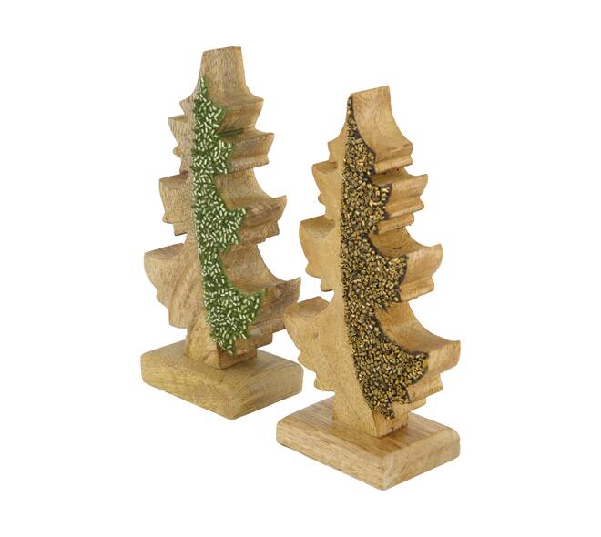Statue tree with beads mango wood 9x5x18cm C/2
