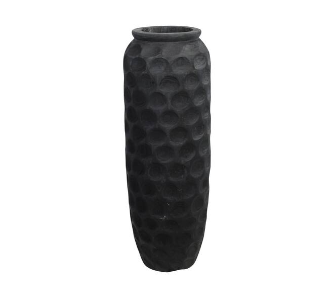 Vase engraved paulownia wood 28x28x78cm