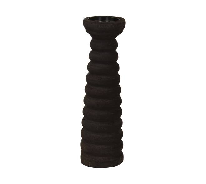 Pillar candle holder paulownia wood with metal cup 12x12x38cm