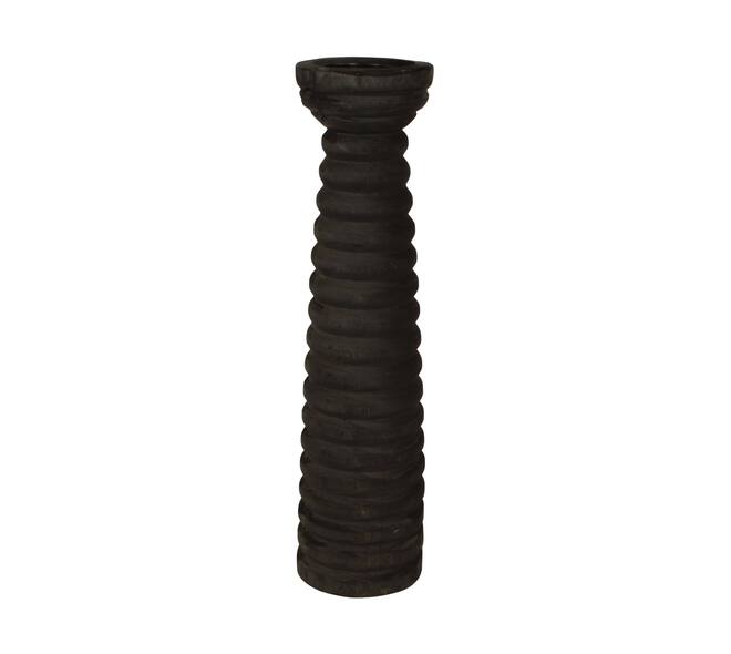 Pillar candle holder paulownia wood with metal cup 15x15x58cm