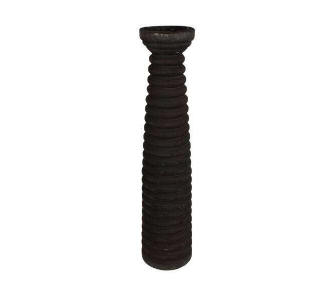 Pillar candle holder paulownia wood with metal cup 18x18x78cm