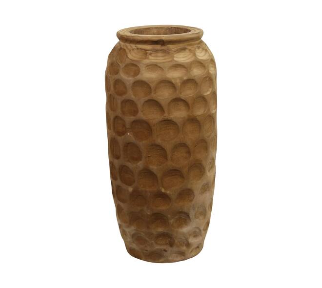 Vase engraved paulownia wood 28x28x58cm