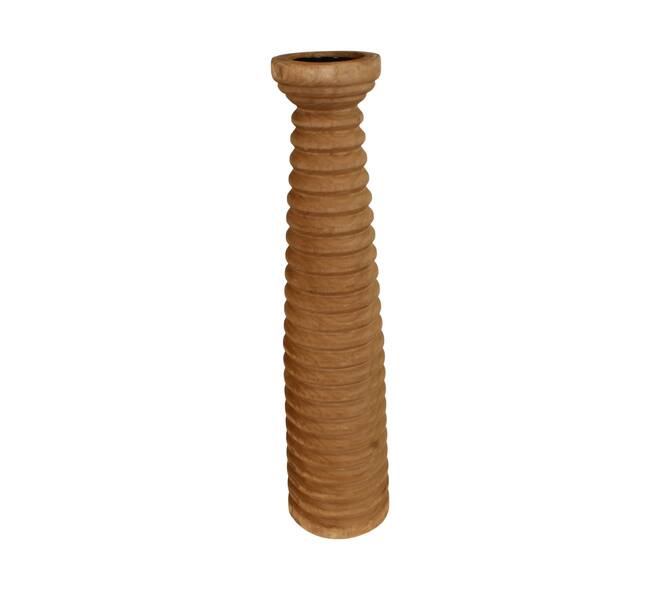 Pillar candle holder paulownia wood with metal cup 18x18x78cm - Brown