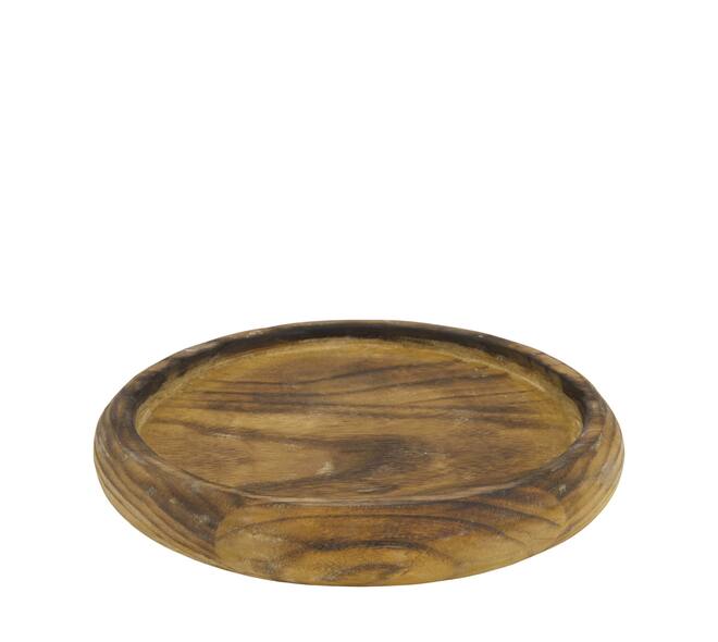 Plate round paulownia wood 28x28x4cm - Brown