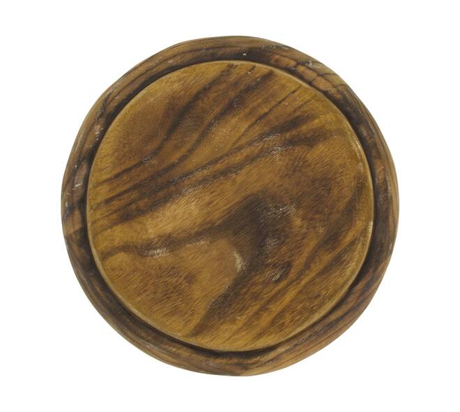 Plate round paulownia wood 28x28x4cm - Brown