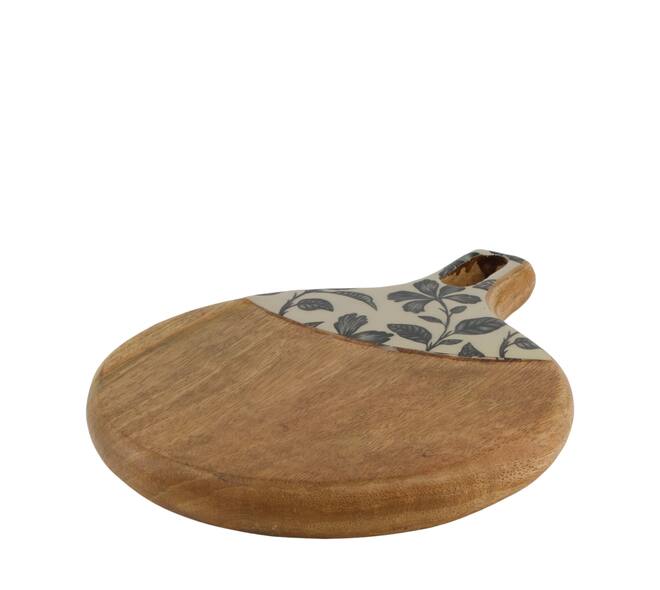 Plate mango wood with print 28x21x2.5cm - Natural