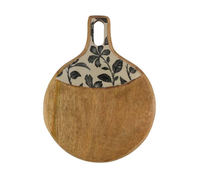 Plate mango wood with print 28x21x2.5cm - Natural