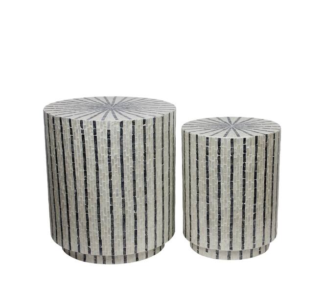 Table round capiz / mdf 47x47x52cm S/2