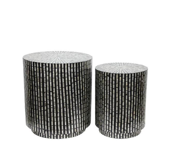 Table round capiz  mdf 47x47x52cm  - Black