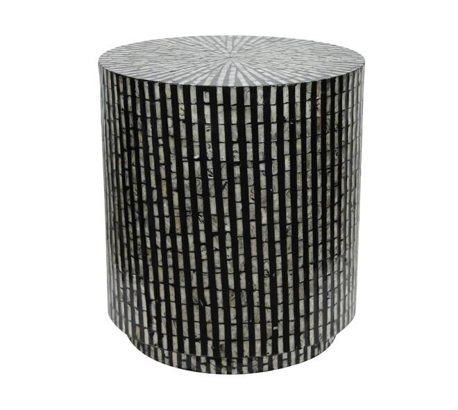 Table round capiz  mdf 47x47x52cm  - Black