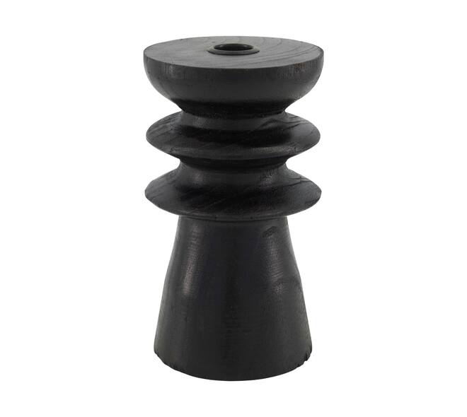 Dinnercandle holder paulownia wood with metal cup 10x10x18cm