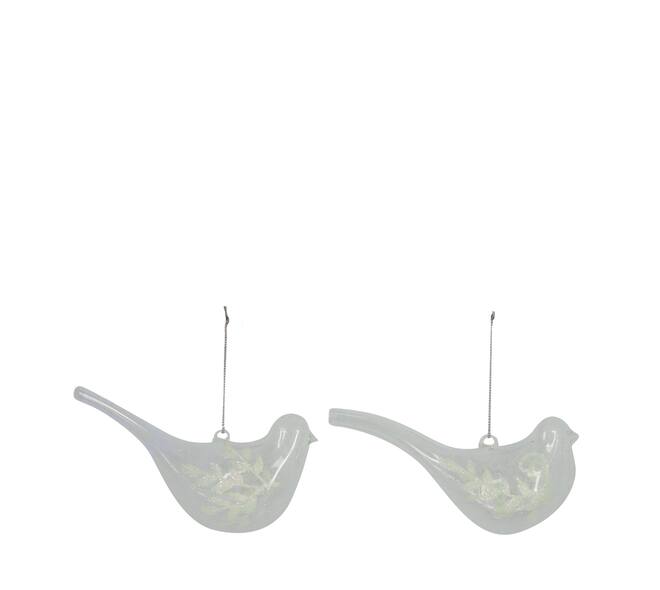 Hanger bird glass 15x5x7.7cm  - Transparent