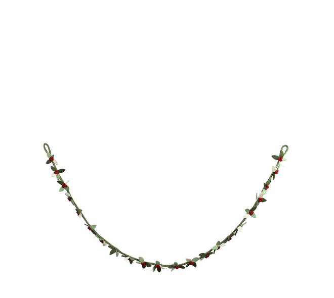 Garland leaves with berries wool 8x2x190cm