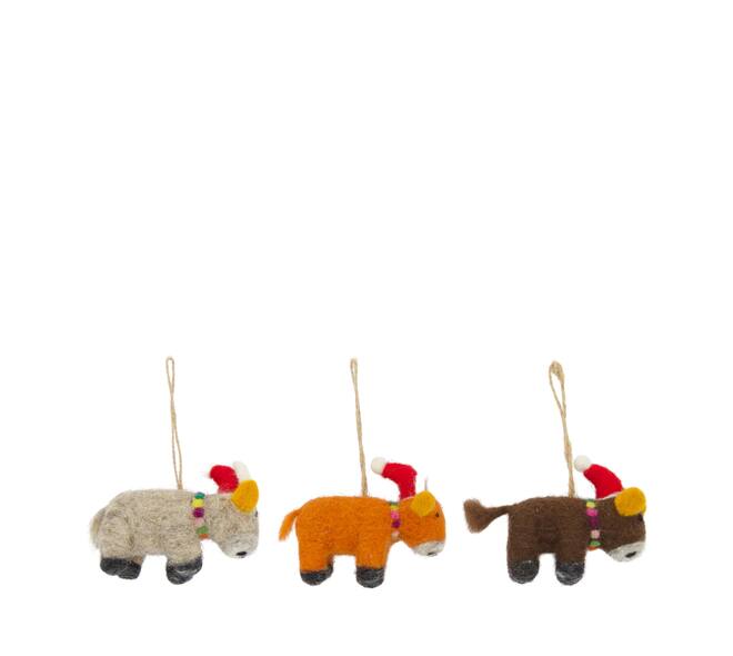 Hanger cow wool 12x3x6cm  - Multi