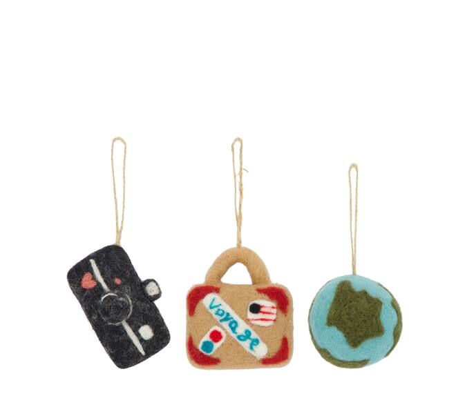 Hanger suitcase camera globe wool 8x5x5cm A/3