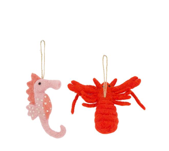 Hanger seahorse pearl lobster wool 15x12x3cm - Multi