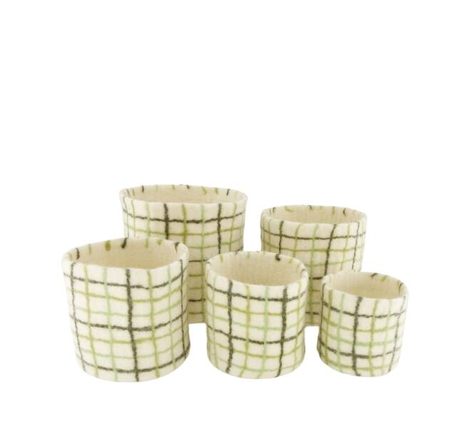 Basket round wool 19x19x19cm  - Green