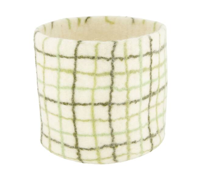Basket round wool 19x19x19cm  - Green