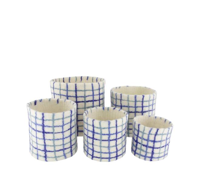 Basket round wool 19x19x19cm S/5