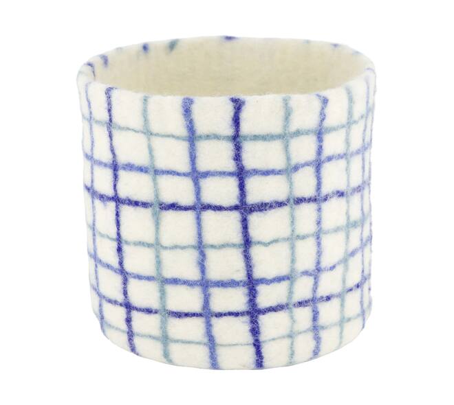Basket round wool 19x19x19cm S/5