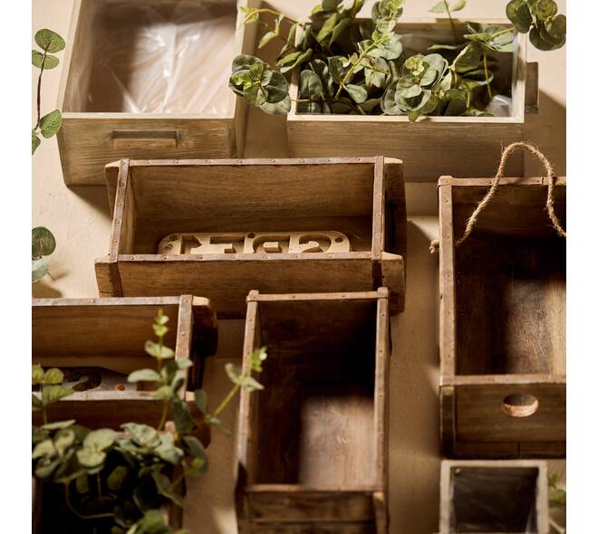 Brickmould without plastic reclaimed wood with handle 32x15x10cm - Natural