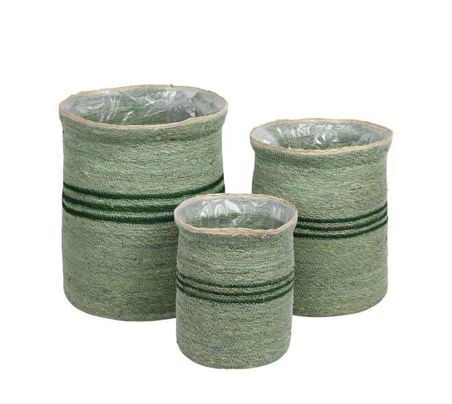 Basket round seagrass with plastic 38x38x44cm S/3