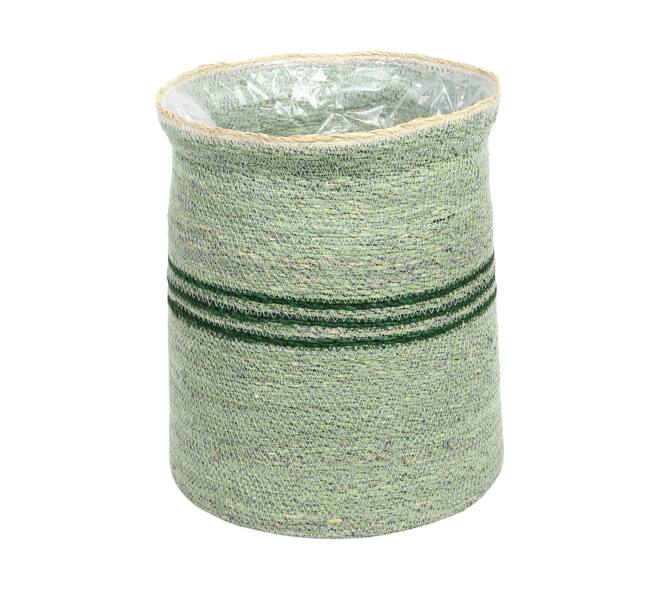 Basket round seagrass with plastic 38x38x44cm S/3