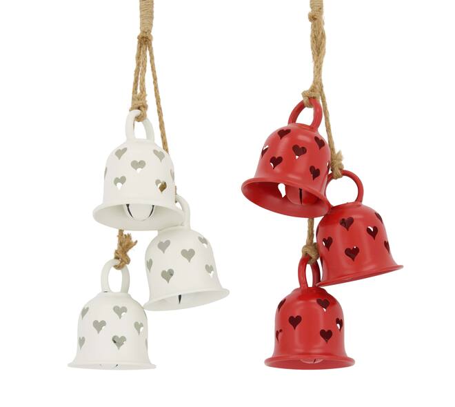 Bundle bell heart metal with hanger 18x10.5x45cm  - Red