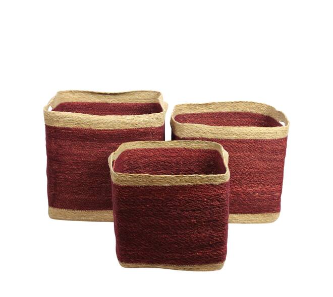 Basket square seagrass with handle 38x38x38cm S3 - Red