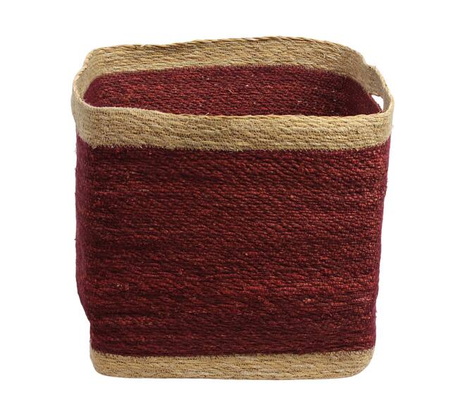 Basket square seagrass with handle 38x38x38cm S3 - Red